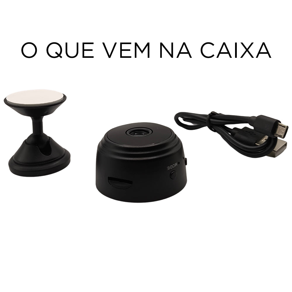 Mini Câmera de Segurança HD A9, Wi-Fi 1080P HD, Grava em Cartão de Memória, Visão Noturna, Preto